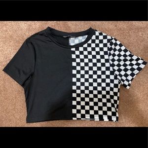Half checkered crop top